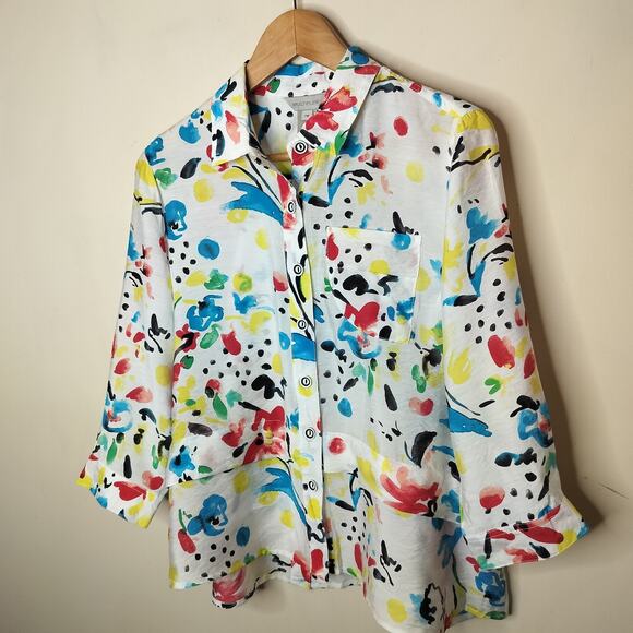 Multiples Button Up Shirt Abstract Colorful Art to Wear - Picture 5 of 11